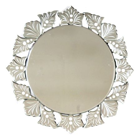 Handmade Silver Glass Round Decorative Venetian Wall Mirror